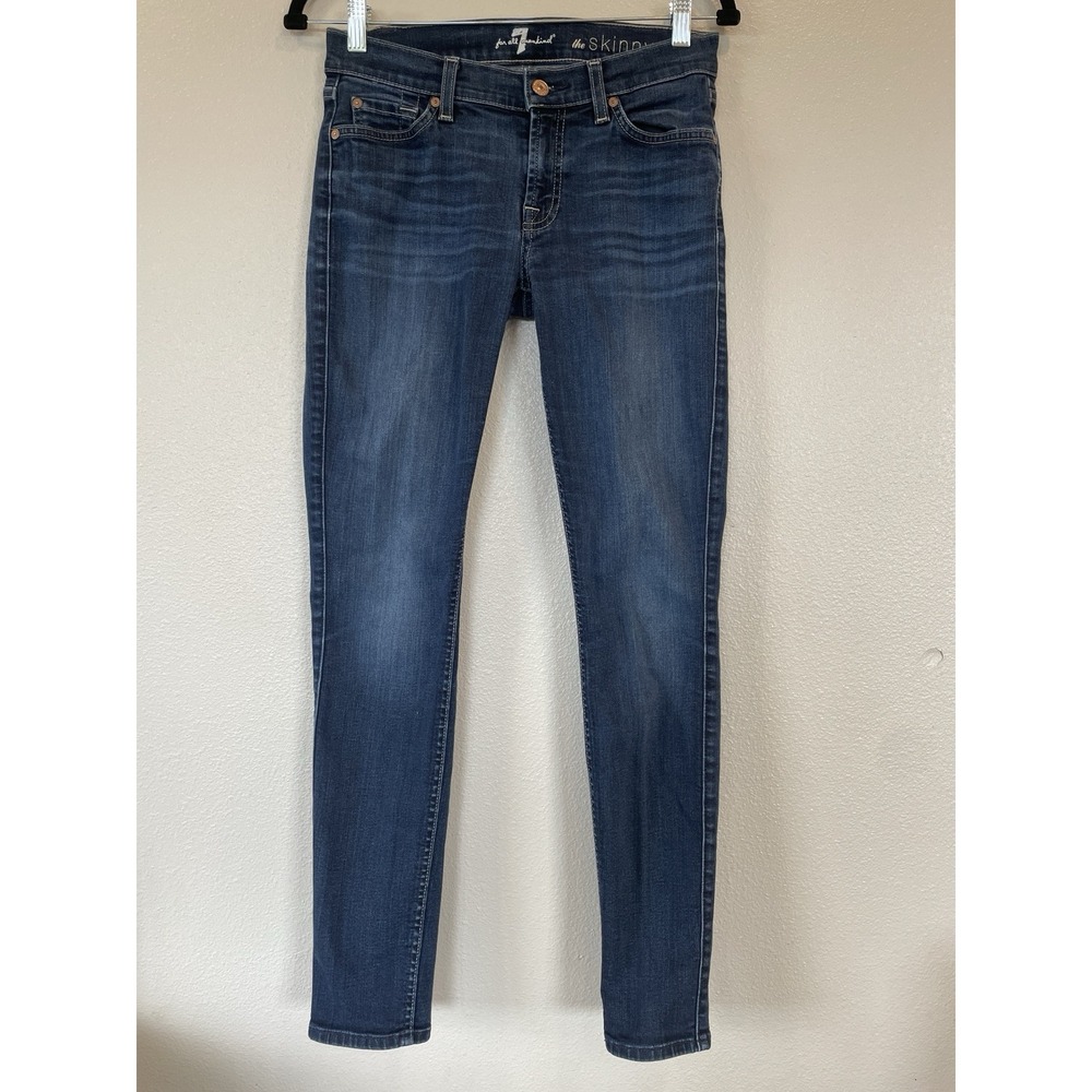 7 For All Mankind The Skinny Slim Leg Denim Jeans Dark Wash Stretch Woman's 27